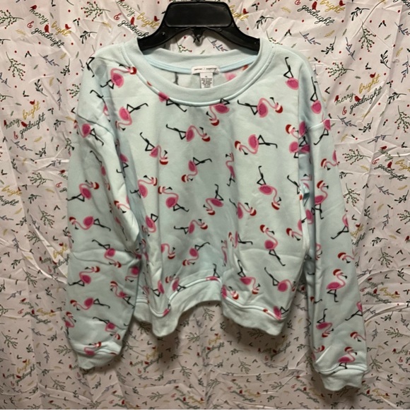 Better Together Christmas Flamingo Pajamas Sleeping Set of Sweater and Shorts - Picture 2 of 9